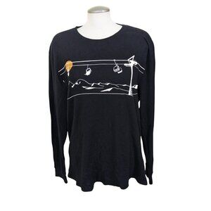 Old Navy Ski Graphic Thermal Tee Womens Plus XXL Black Long Sleeve Soft Washed